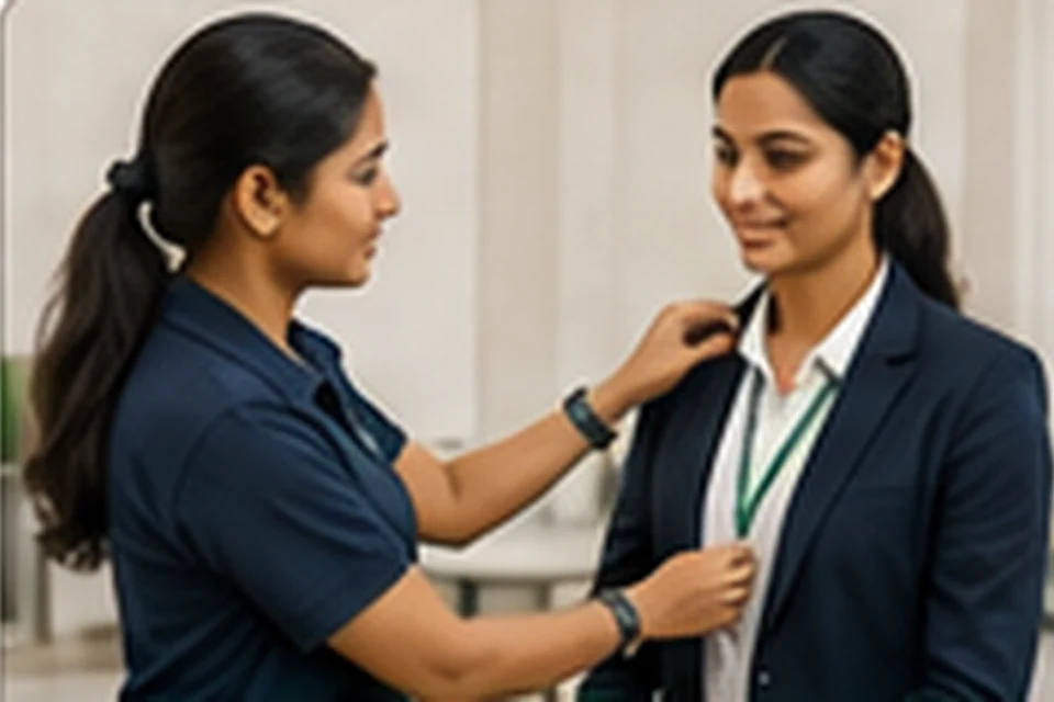 Indian learners practising professional grooming